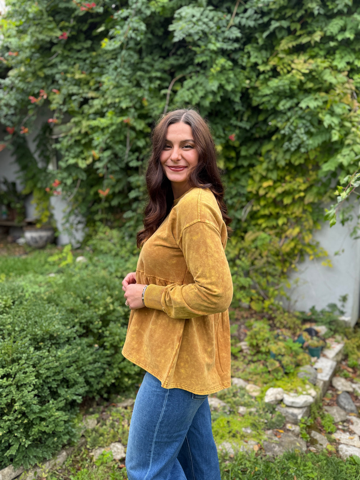 Washed Babydoll Sweatshirt Toffee