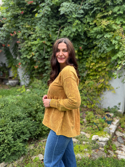 Washed Babydoll Sweatshirt Toffee