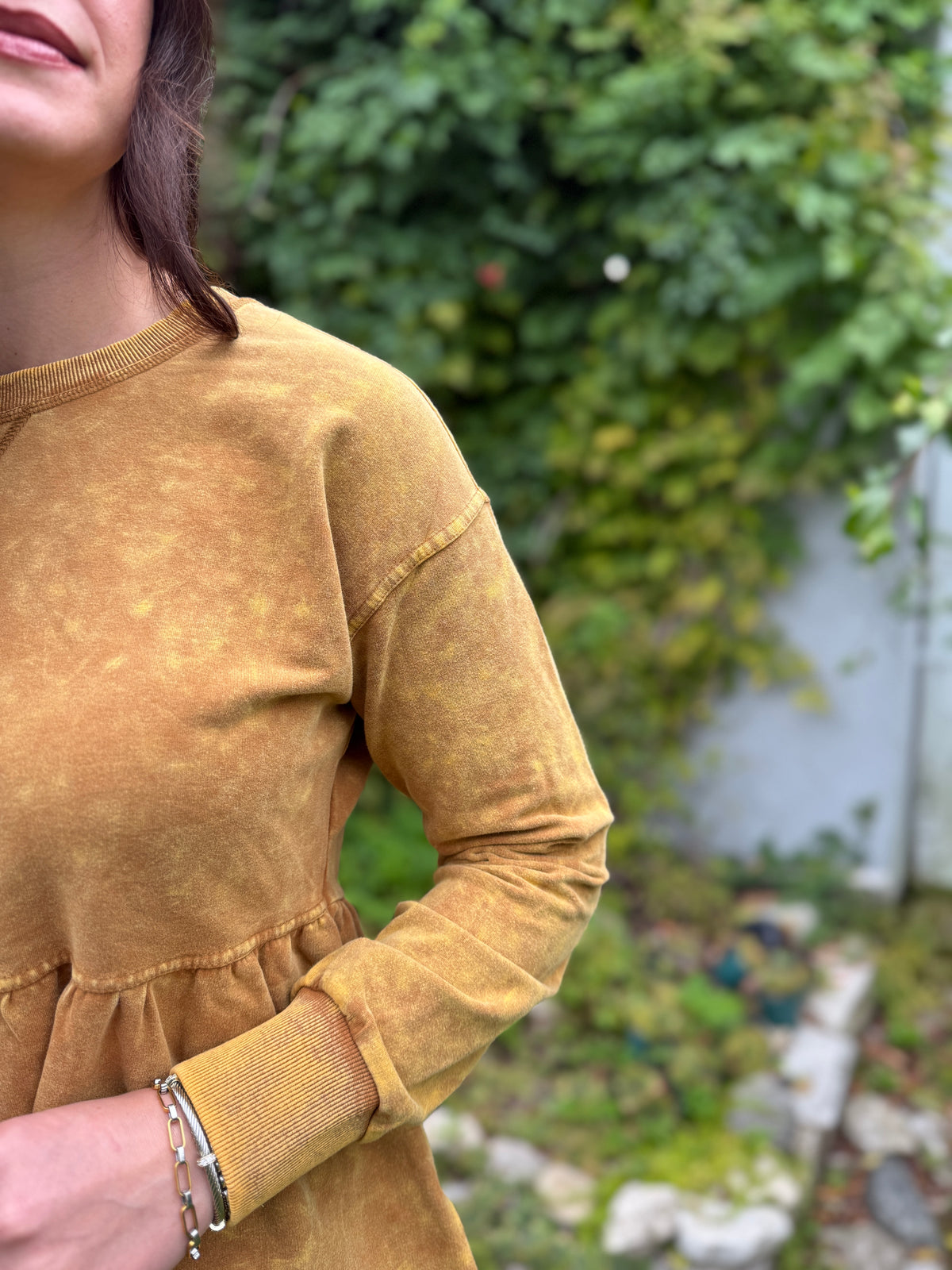 Washed Babydoll Sweatshirt Toffee