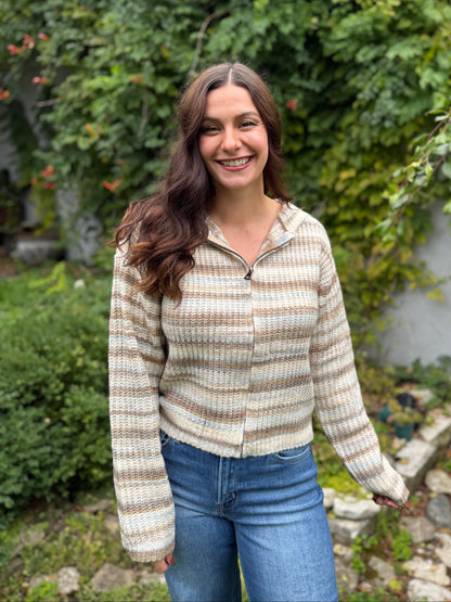 Zip Up Hoodie Cardigan Mocha