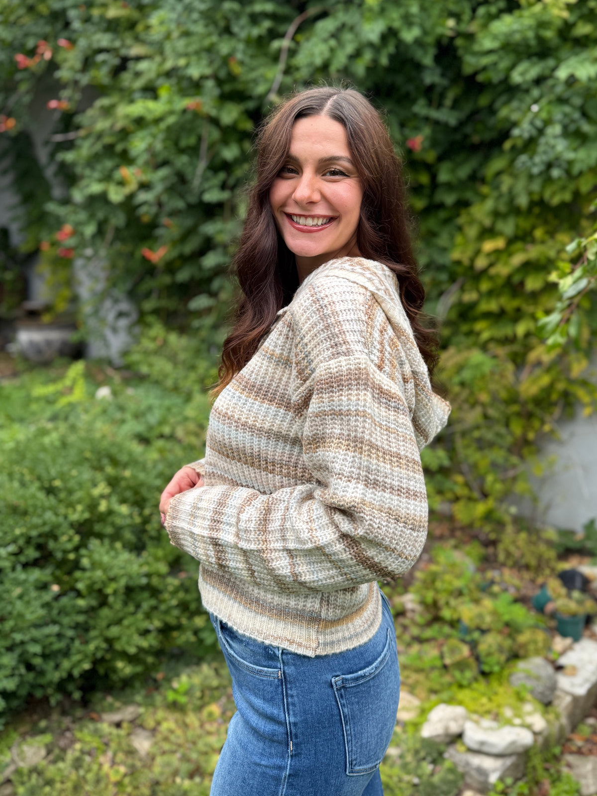 Zip Up Hoodie Cardigan Mocha