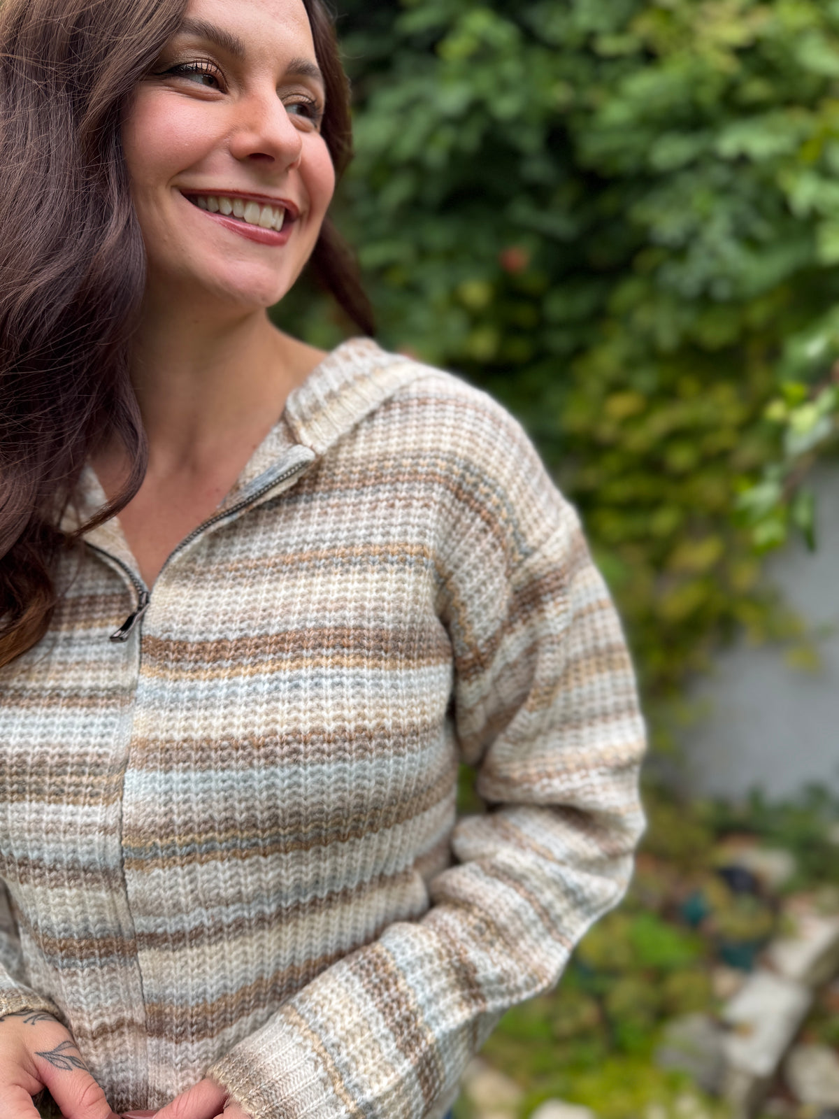 Zip Up Hoodie Cardigan Mocha