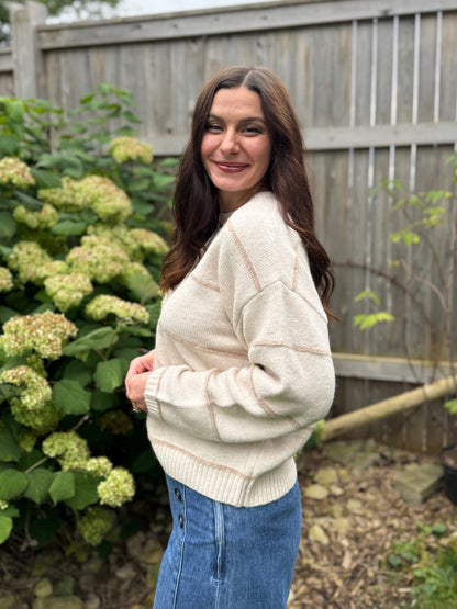 Stripe Button Down Cardigan Oat
