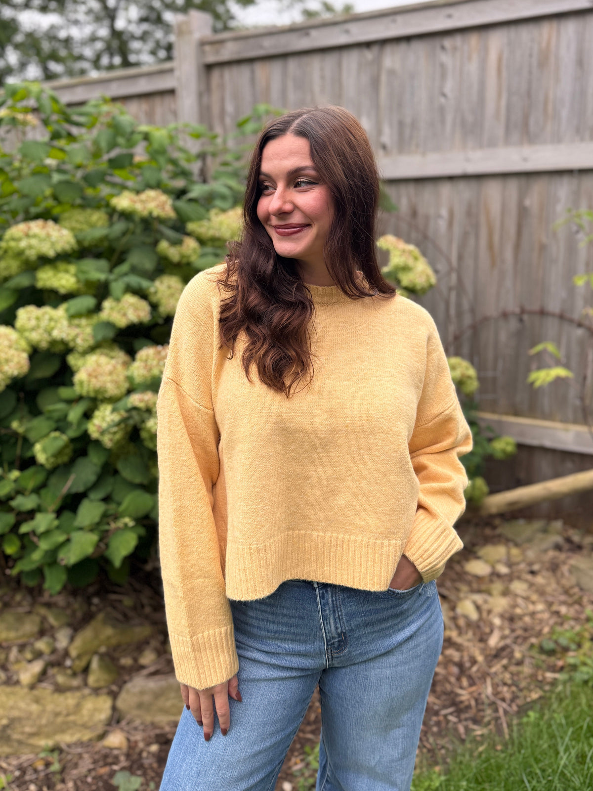 Back Tie Sweater Yellow