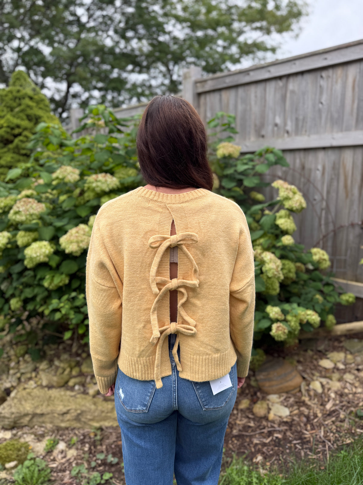 Back Tie Sweater Yellow