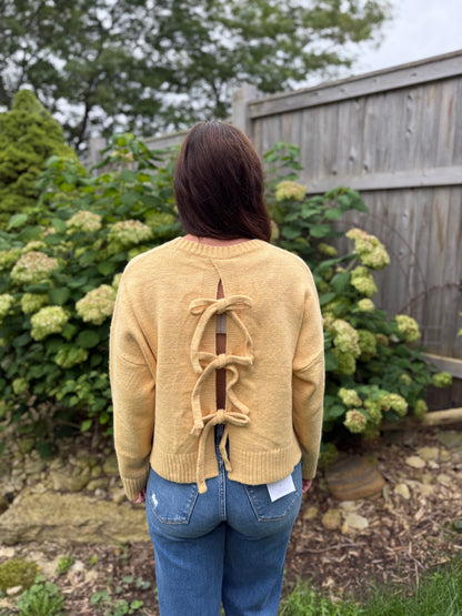 Back Tie Sweater Yellow