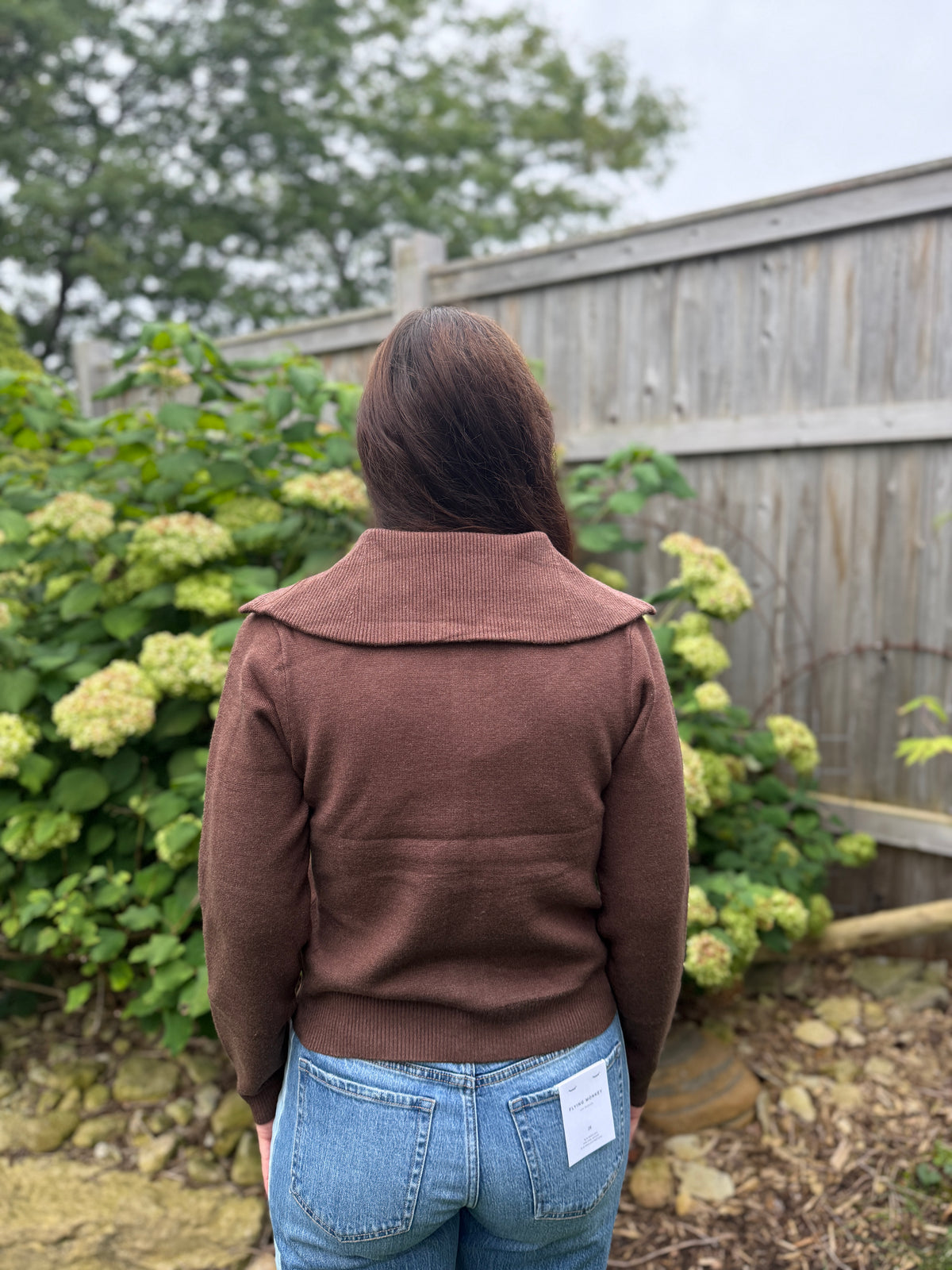 Zip Up Cardigan Brown
