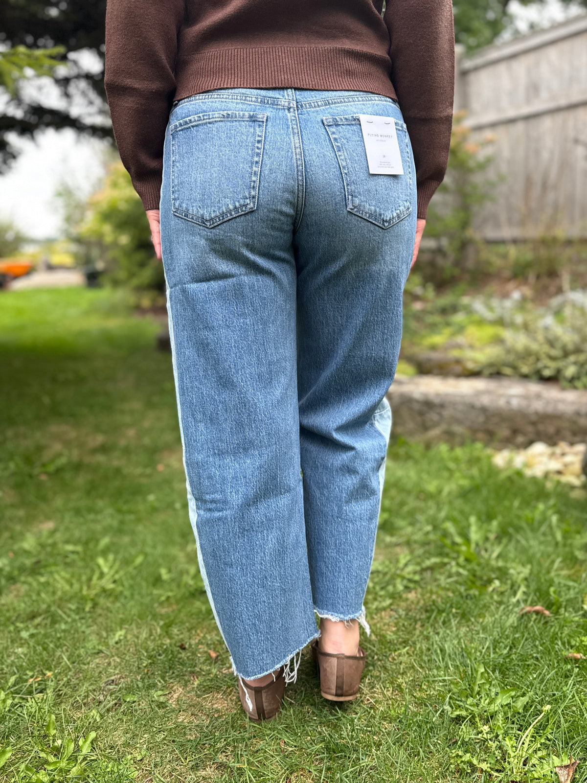High Rise 2-Tone Barrel Denim