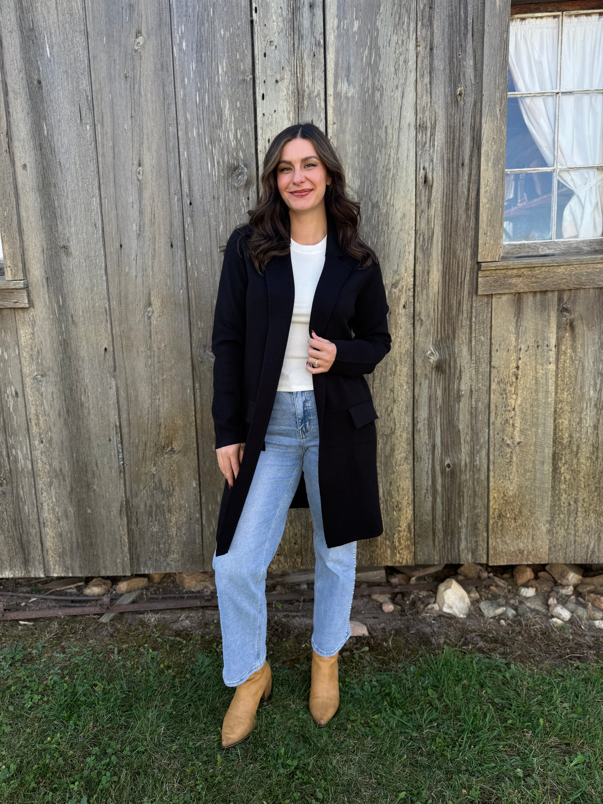 Oversized Collar Cardigan Black