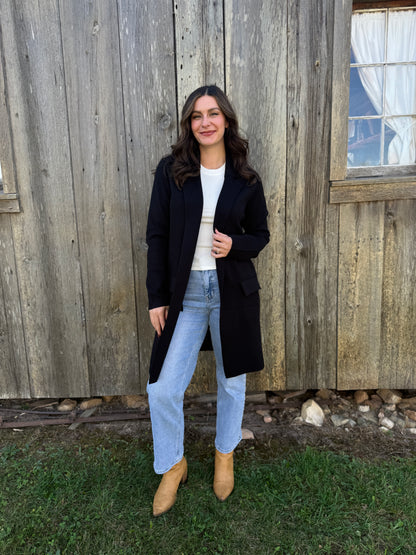 Oversized Collar Cardigan Black