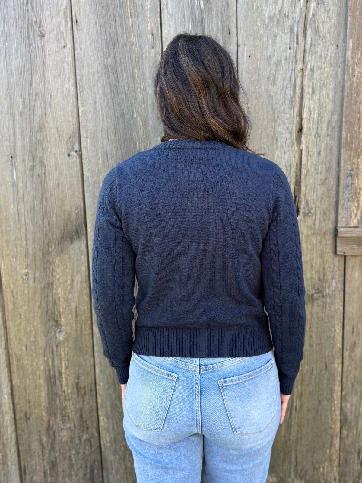 Cable Knit Cardigan Navy