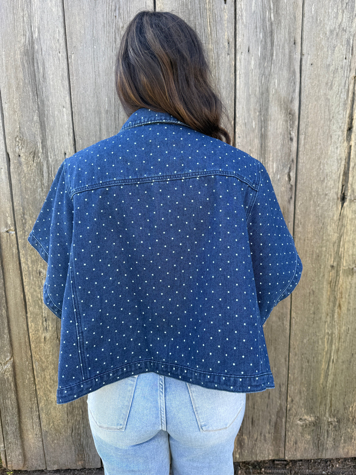 Polka Dot Print Jacket Denim