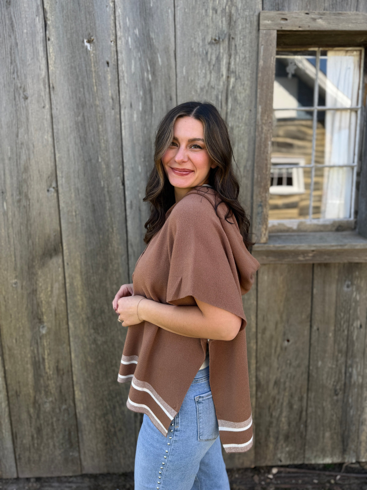 Short Sleeve Hooded Sweater Mocha