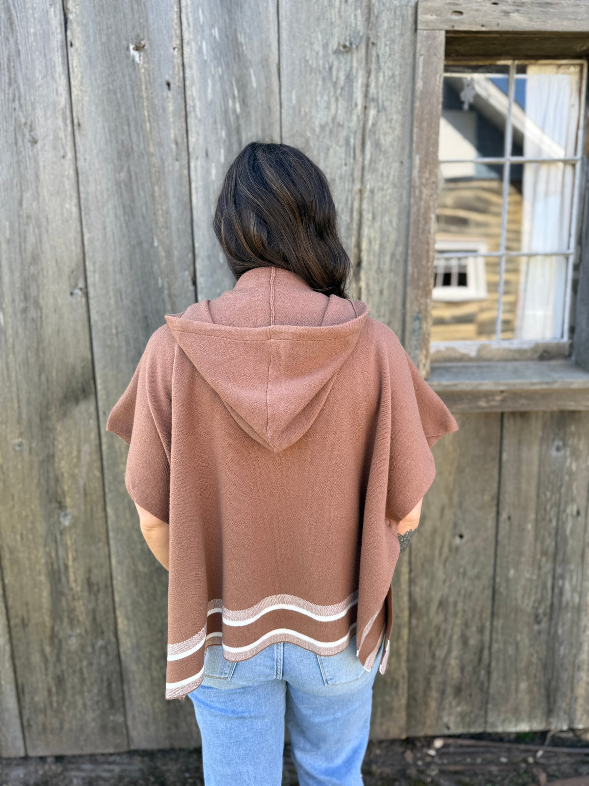 Short Sleeve Hooded Sweater Mocha