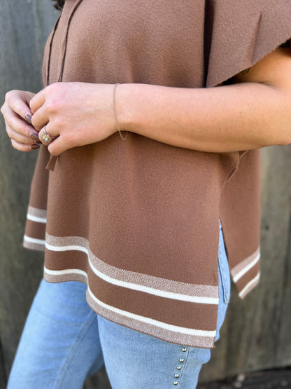 Short Sleeve Hooded Sweater Mocha
