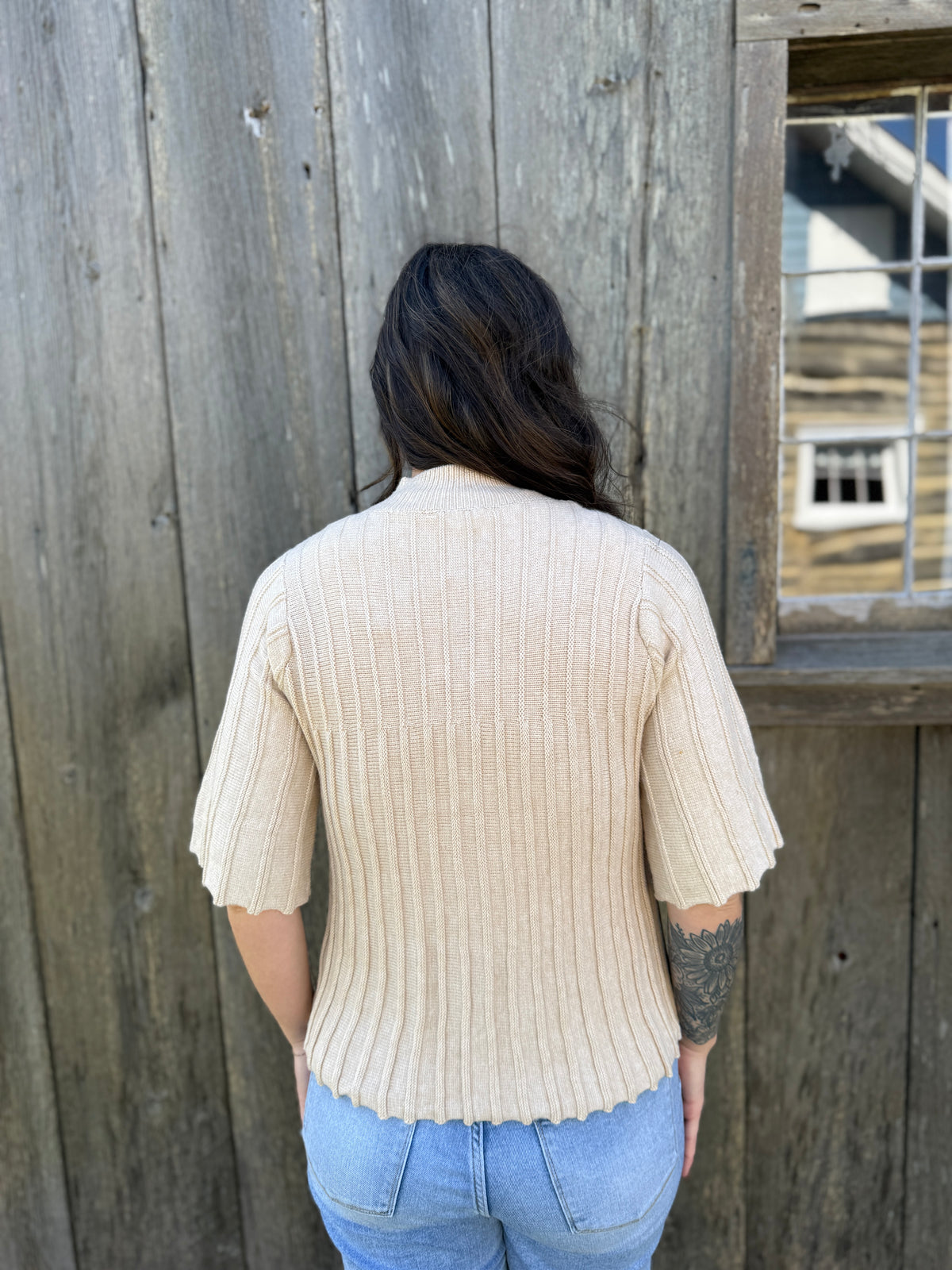 Swing Sleeve & Hem Ribbed Sweater Top