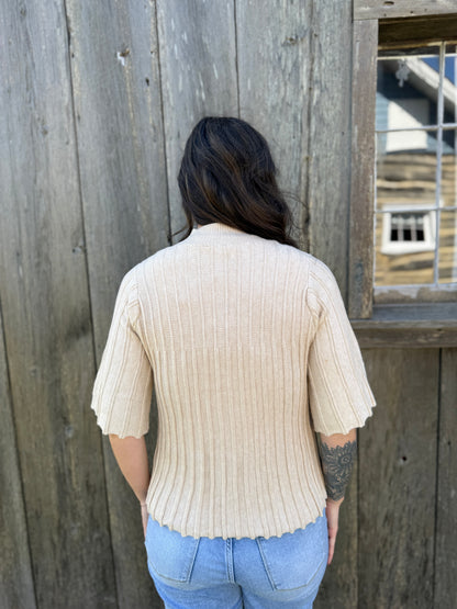 Swing Sleeve & Hem Ribbed Sweater Top
