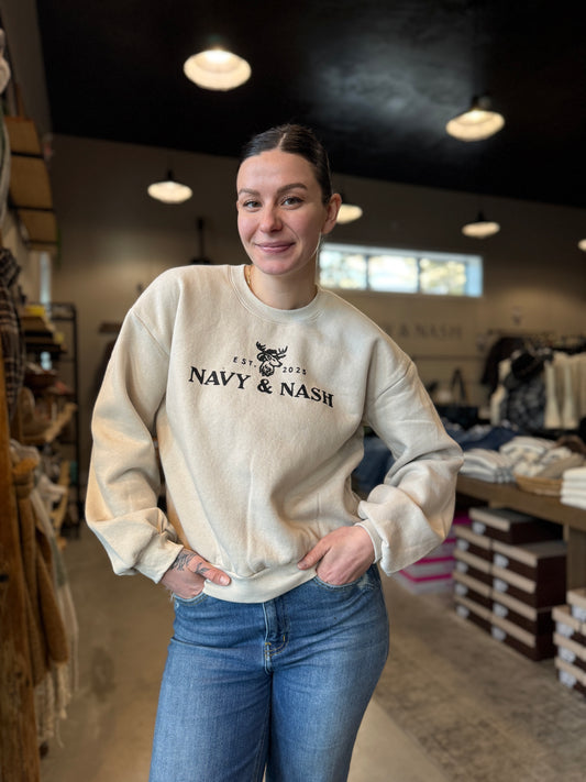 NAVY & NASH CREWNECK CREAM