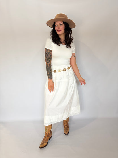 Tiered Midi Skirt White