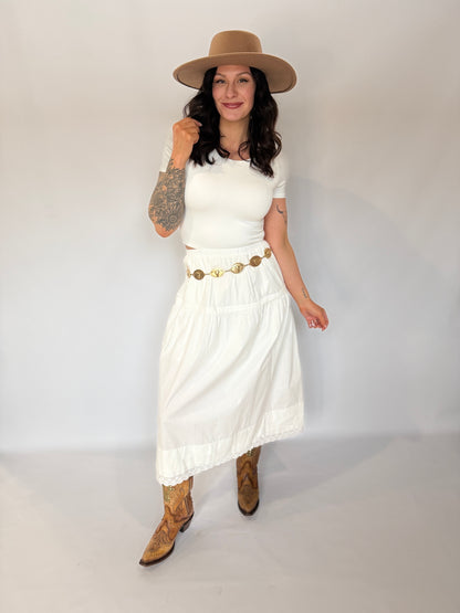 Tiered Midi Skirt White