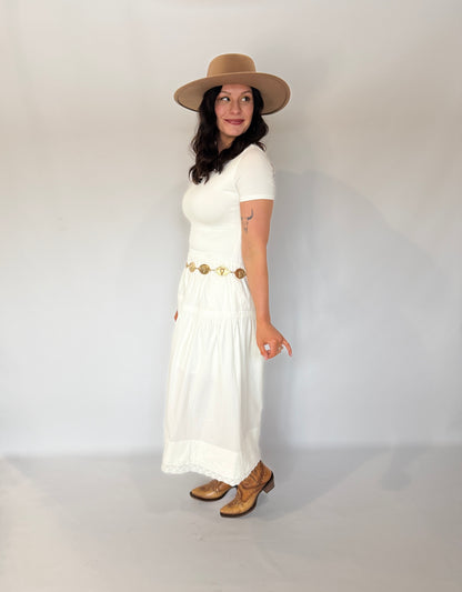Tiered Midi Skirt White
