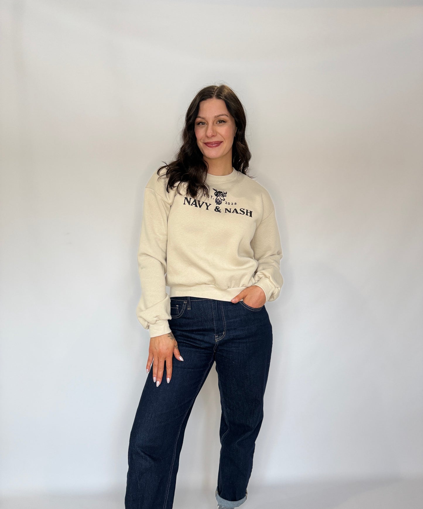 Navy & Nash Crewneck Cream