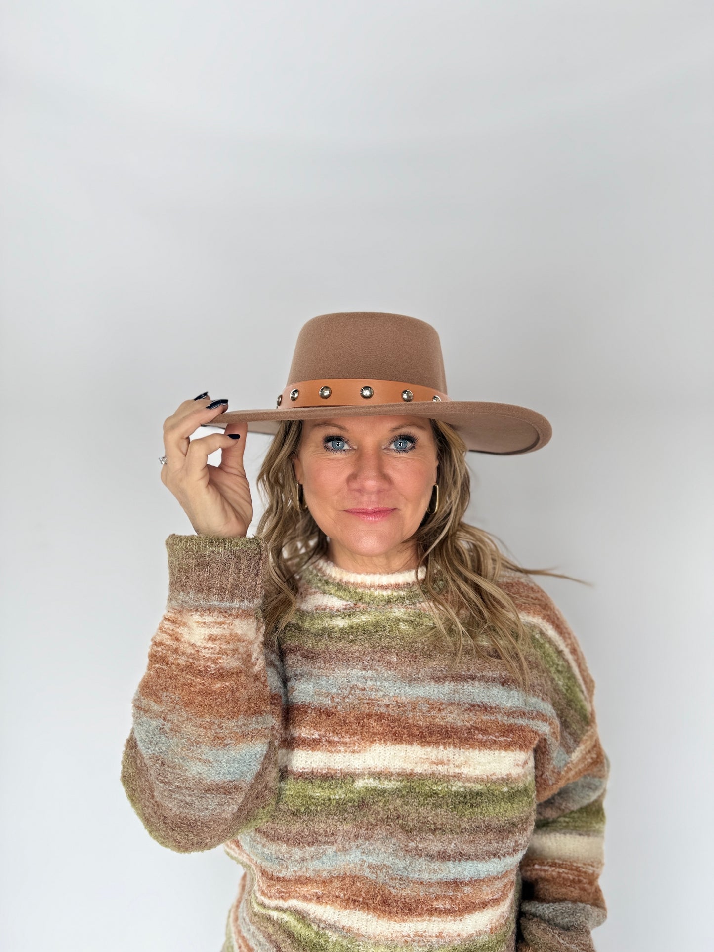 Panama Hat Leather Studded Belt