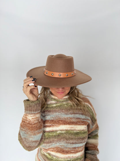 Panama Hat Leather Studded Belt