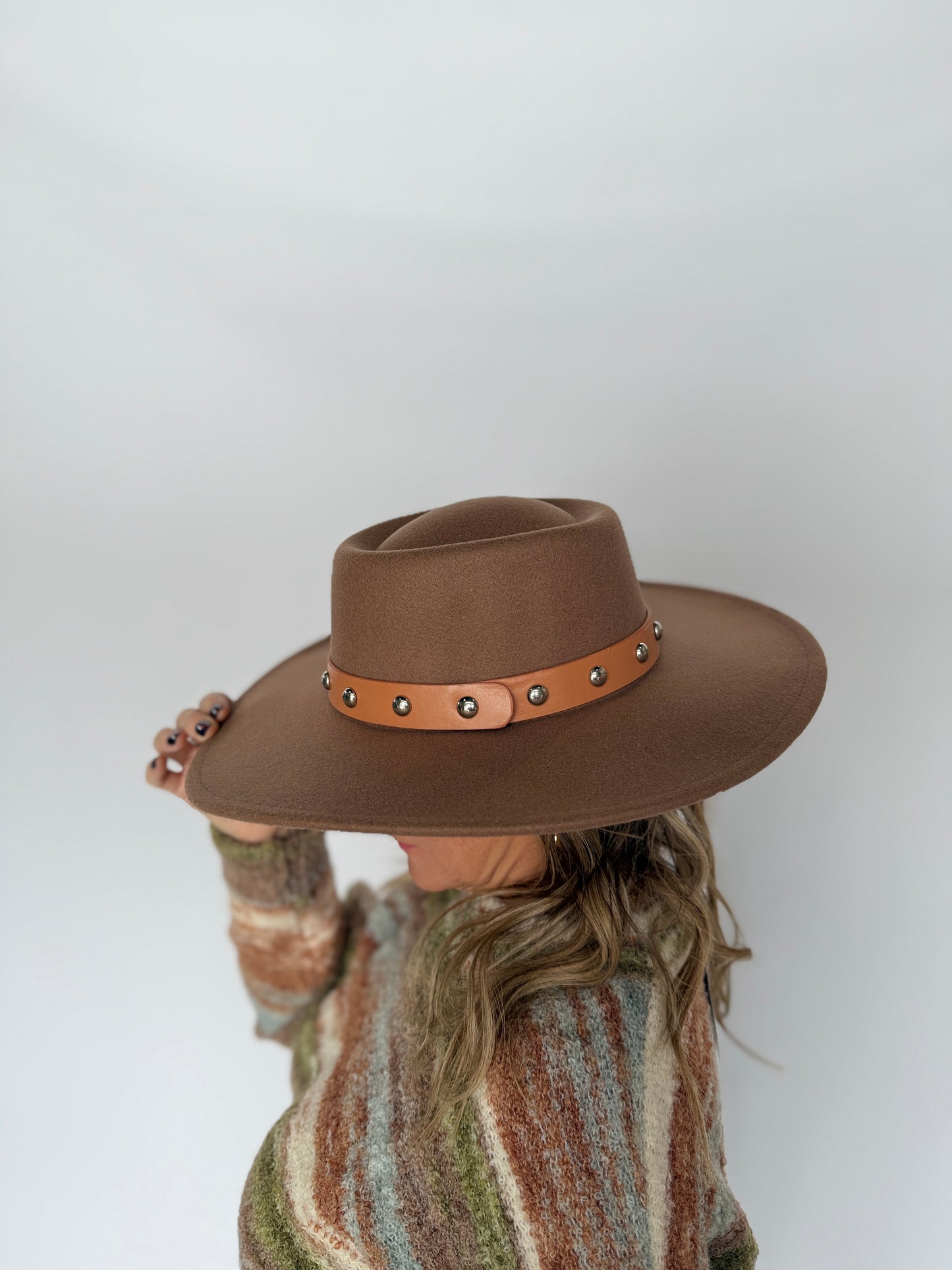 Panama Hat Leather Studded Belt