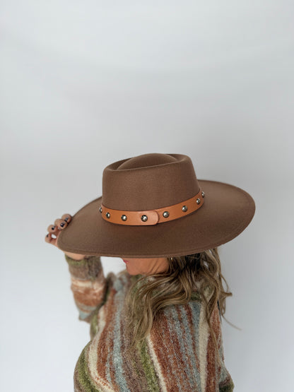 Panama Hat Leather Studded Belt