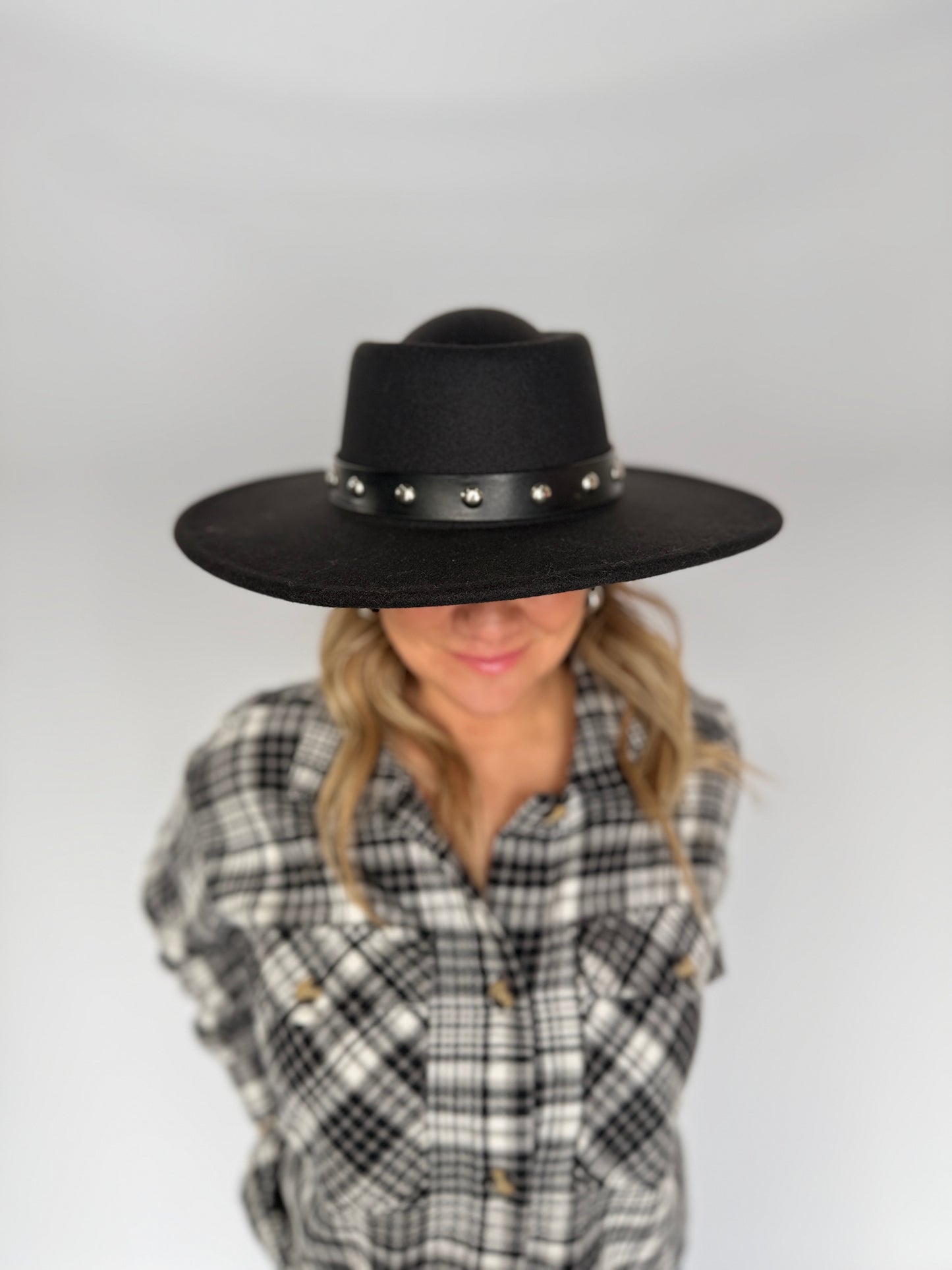 Panama Hat Leather Studded Belt