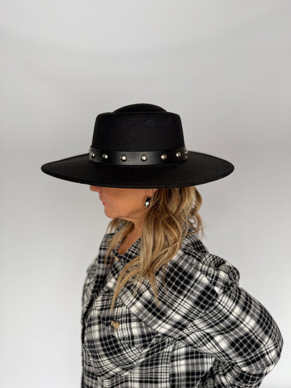 Panama Hat Leather Studded Belt