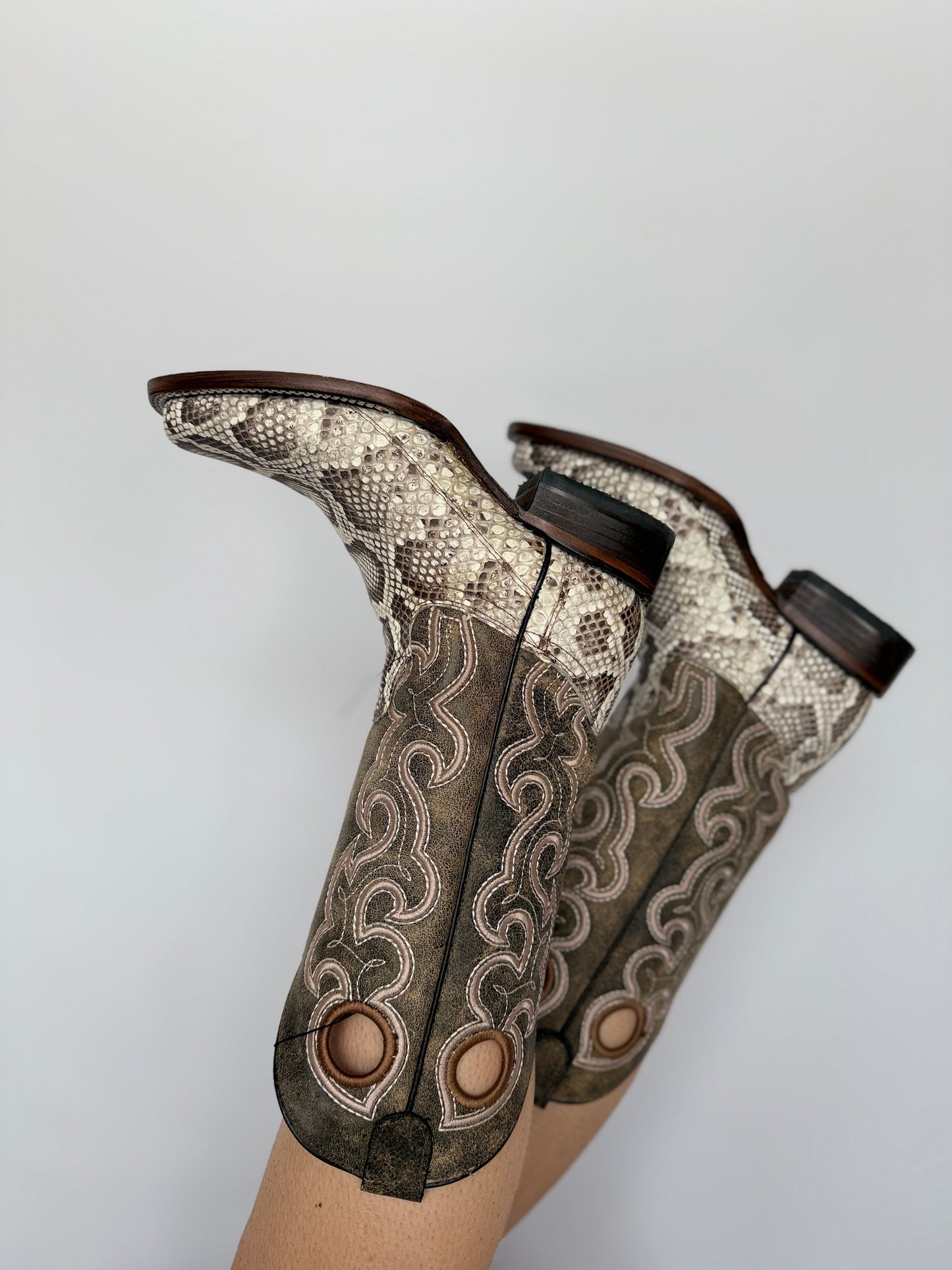 Python Embroidery Square Toe Boot