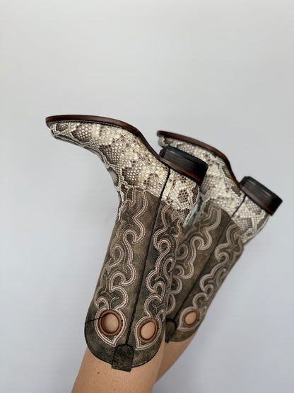 Python Embroidery Square Toe Boot