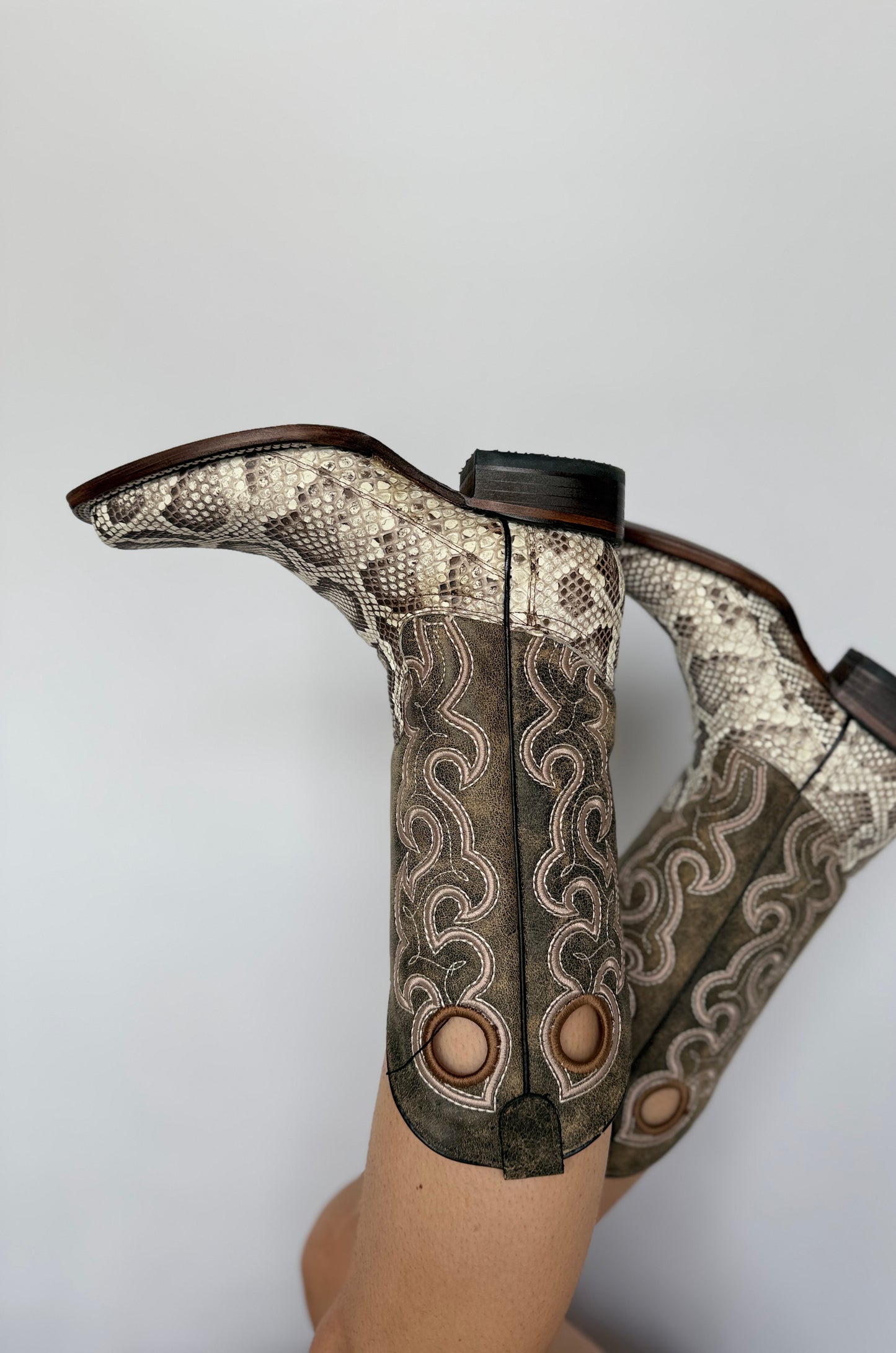 Python Embroidery Square Toe Boot