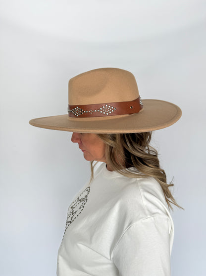 Panama Hat Leather Studded Belt