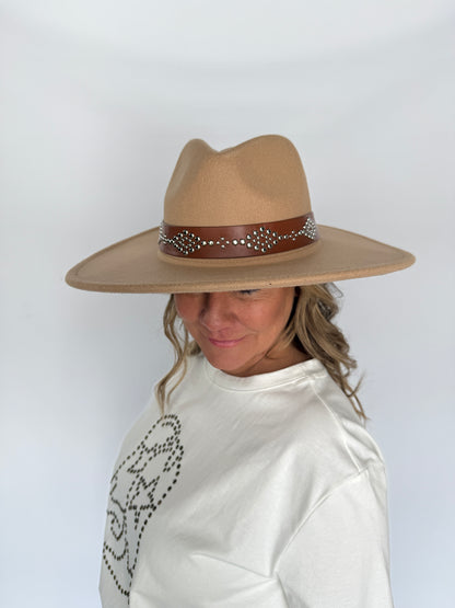 Panama Hat Leather Studded Belt