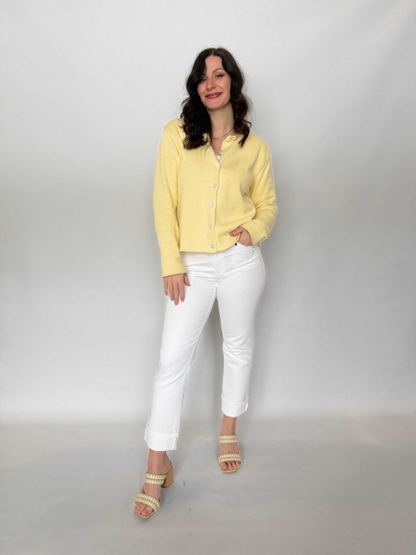 Long Sleeve Button Cardigan Butter