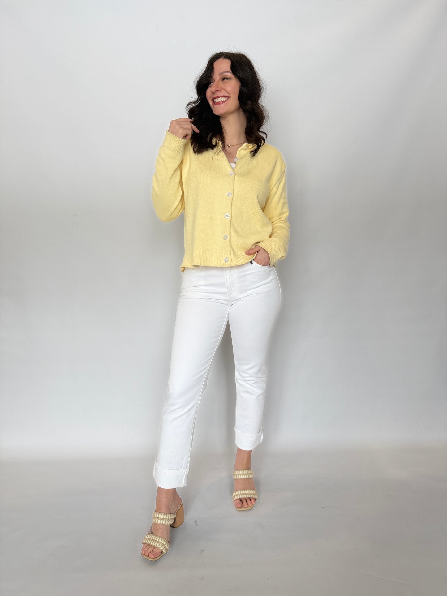 Long Sleeve Button Cardigan Butter