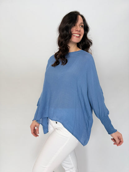 Boat Neck Oversized Top Slate