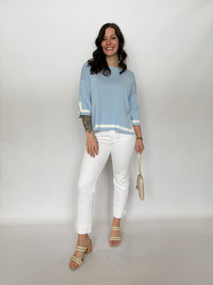 Stripe Edge Sweater Sky