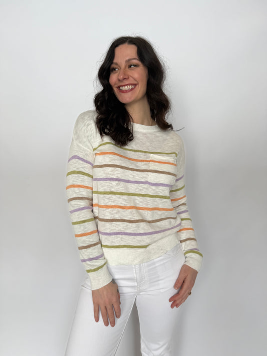 Multi Color Stripe Sweater Tangerine