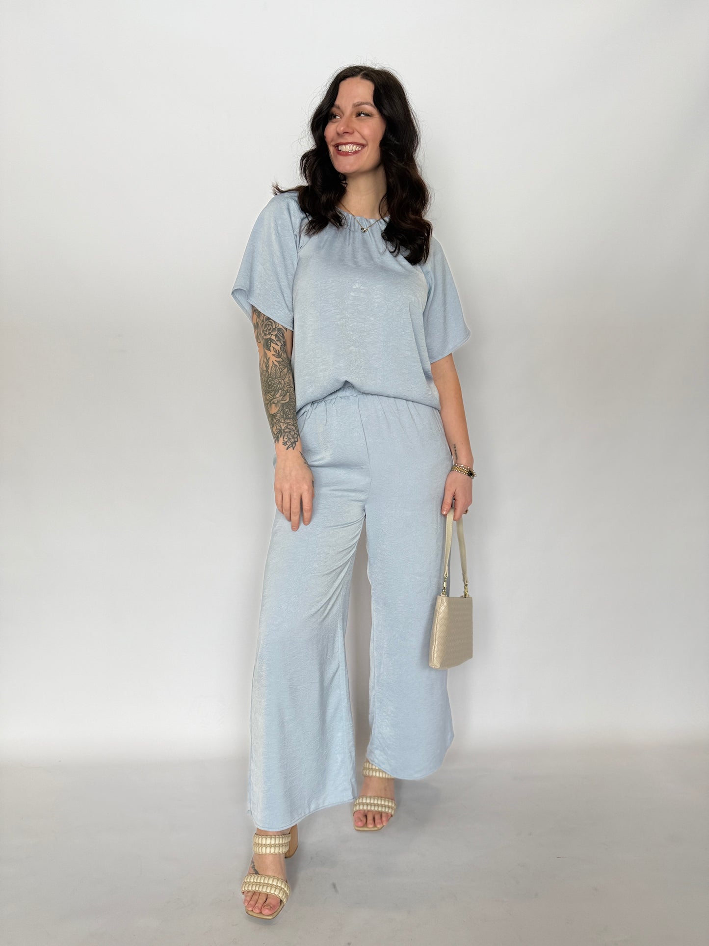 Camille Texture Blouse Sky