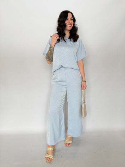 Camille Textured Pant Sky