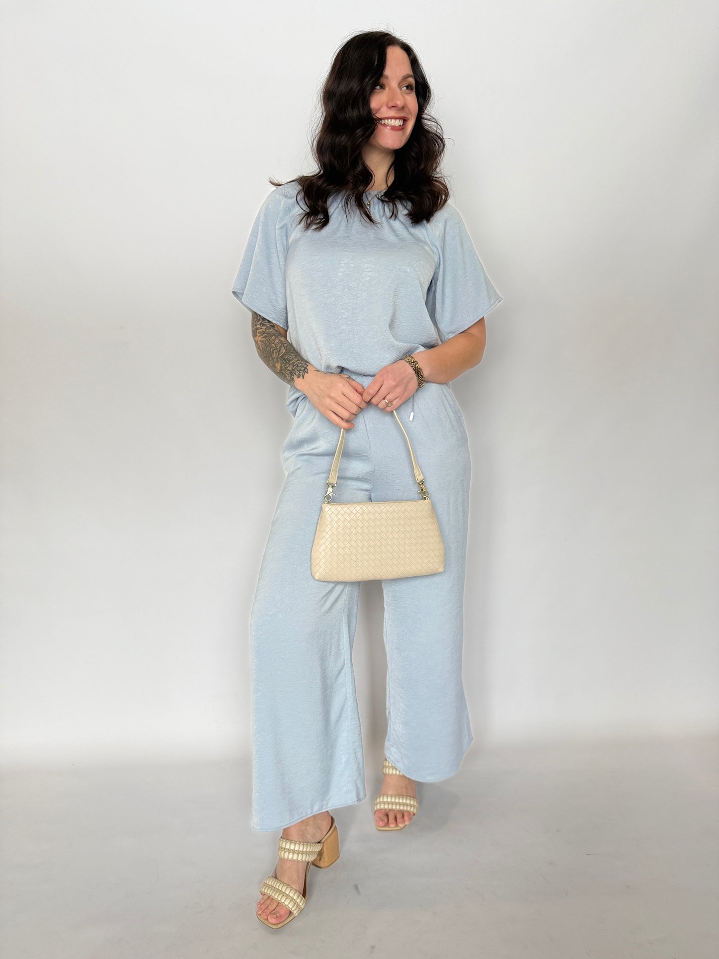 Camille Texture Blouse Sky