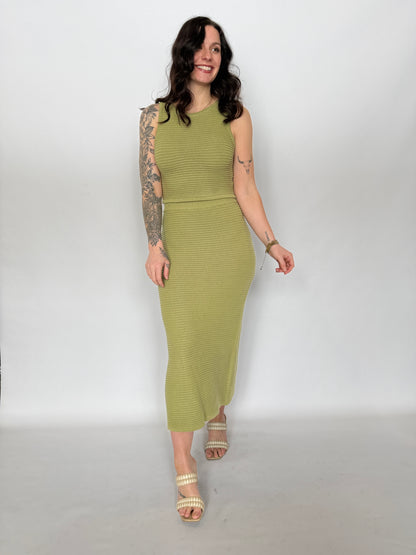 Ava Crop Sweater Tank Matcha
