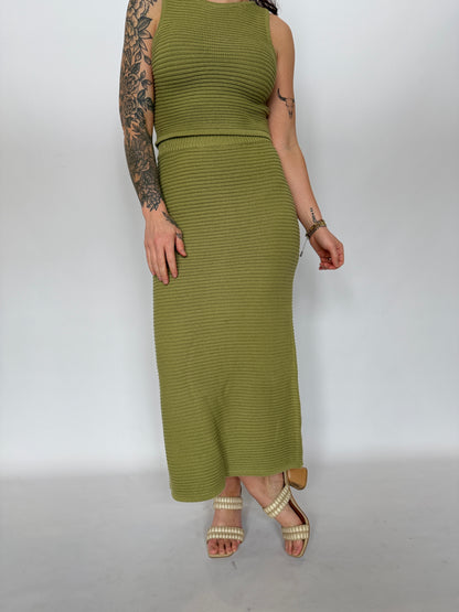 Ava Midi Sweater Skirt Matcha