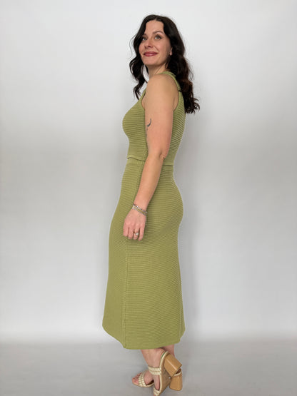 Ava Midi Sweater Skirt Matcha