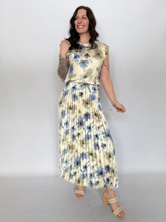 Sophia Floral Satin Midi Skirt