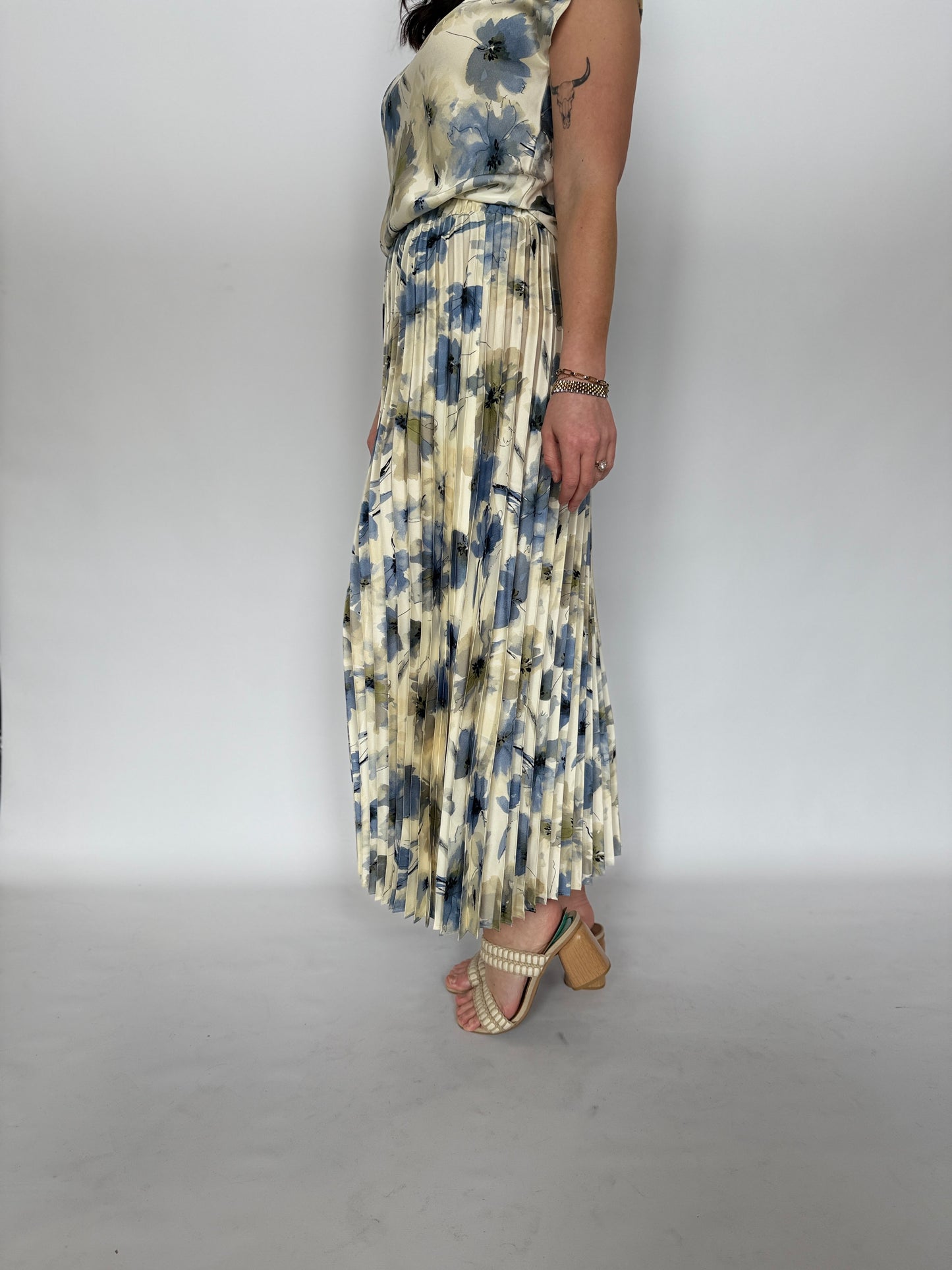 Sophia Floral Satin Midi Skirt
